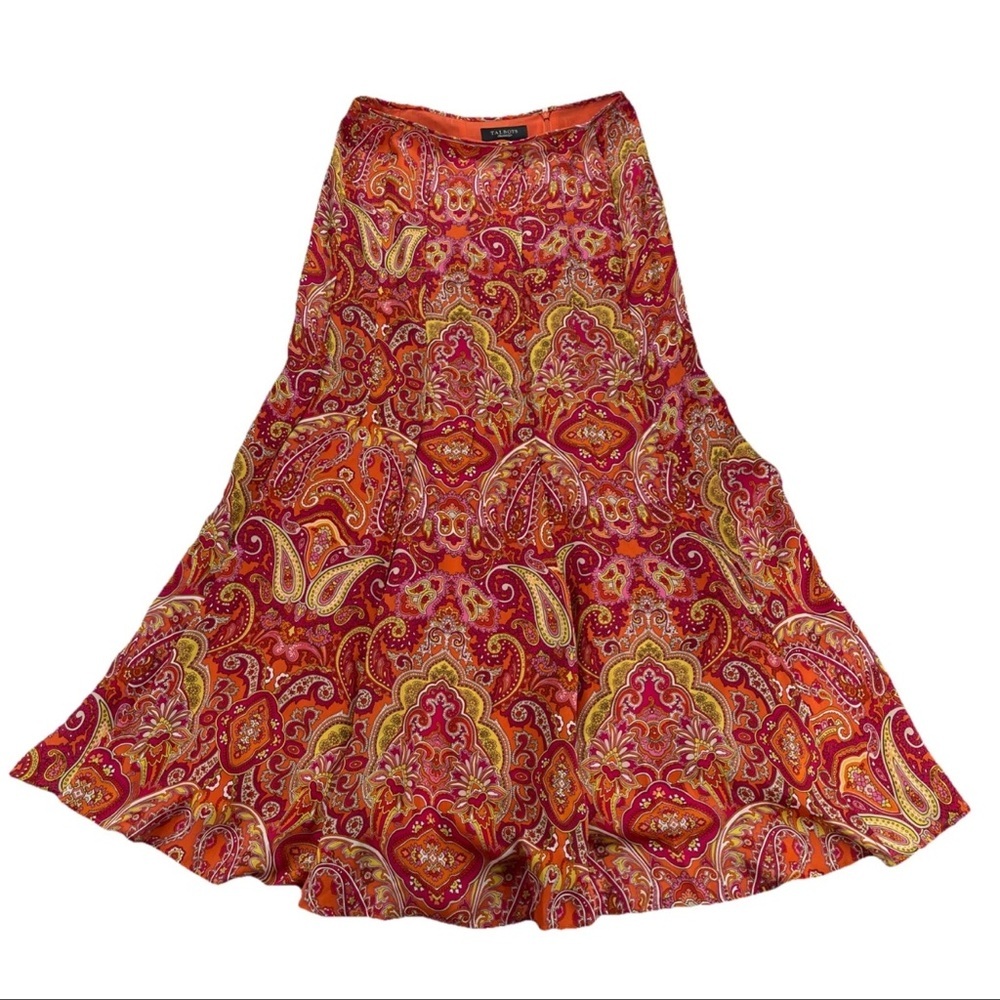 Vintage Talbots 100% Silk Paisley Maxi Skirt Sz 4 Lined Fit & Flare